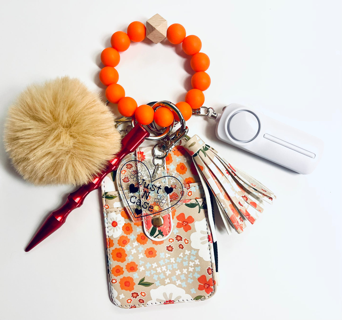 Orange Floral wallet without pepper spray