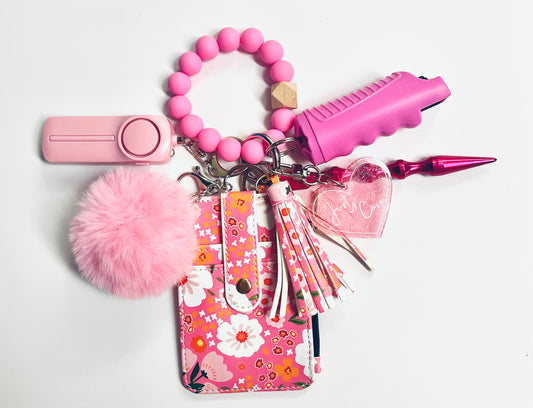 Pink Floral wallet with pepper spray