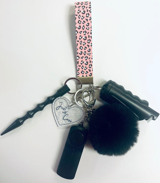 Pink Leopard Print Keychain