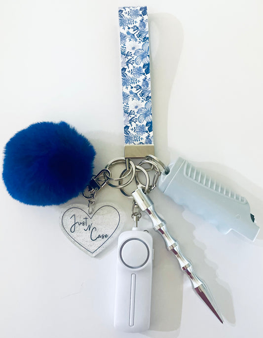 Blue Floral Keychain